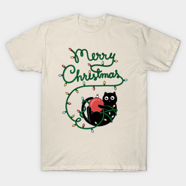 Cat merry christmas T-Shirt by coffeeman